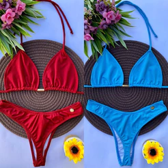 biquíni asa delta feminino cintura alta moda praia