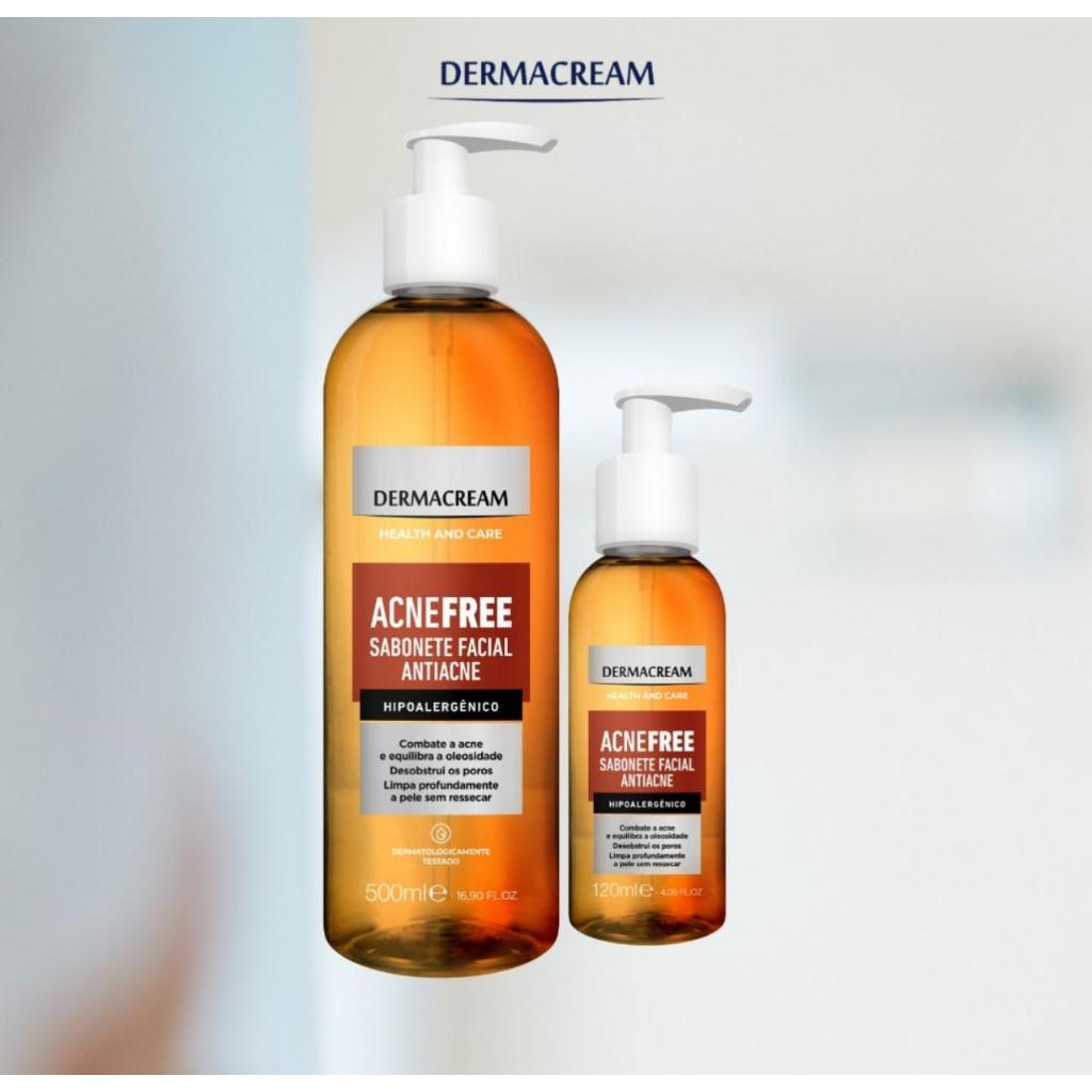 Sabonete Líquido Facial Antiacne Dermacream Hipoalergênico Limpeza Profunda AcneFree