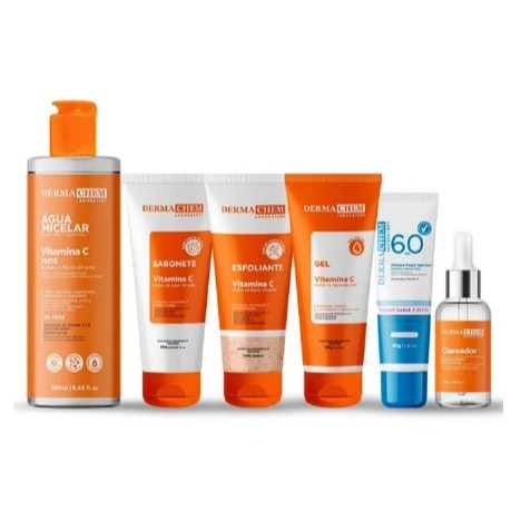 Kit SkinCare Dermachem Cuidado Facial com Vitamina C e Clareador para todos os Tipos de Pele