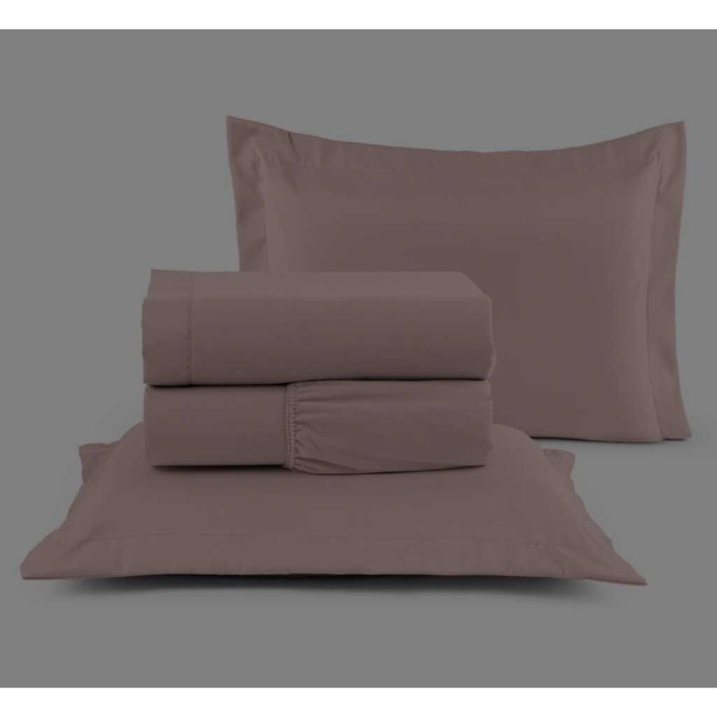 Jogo de Cama Viúva 3pçs (lençol de Elástico + Fronhas com ABAS AMERICANAS) Micropercal 600 fios Aveludado