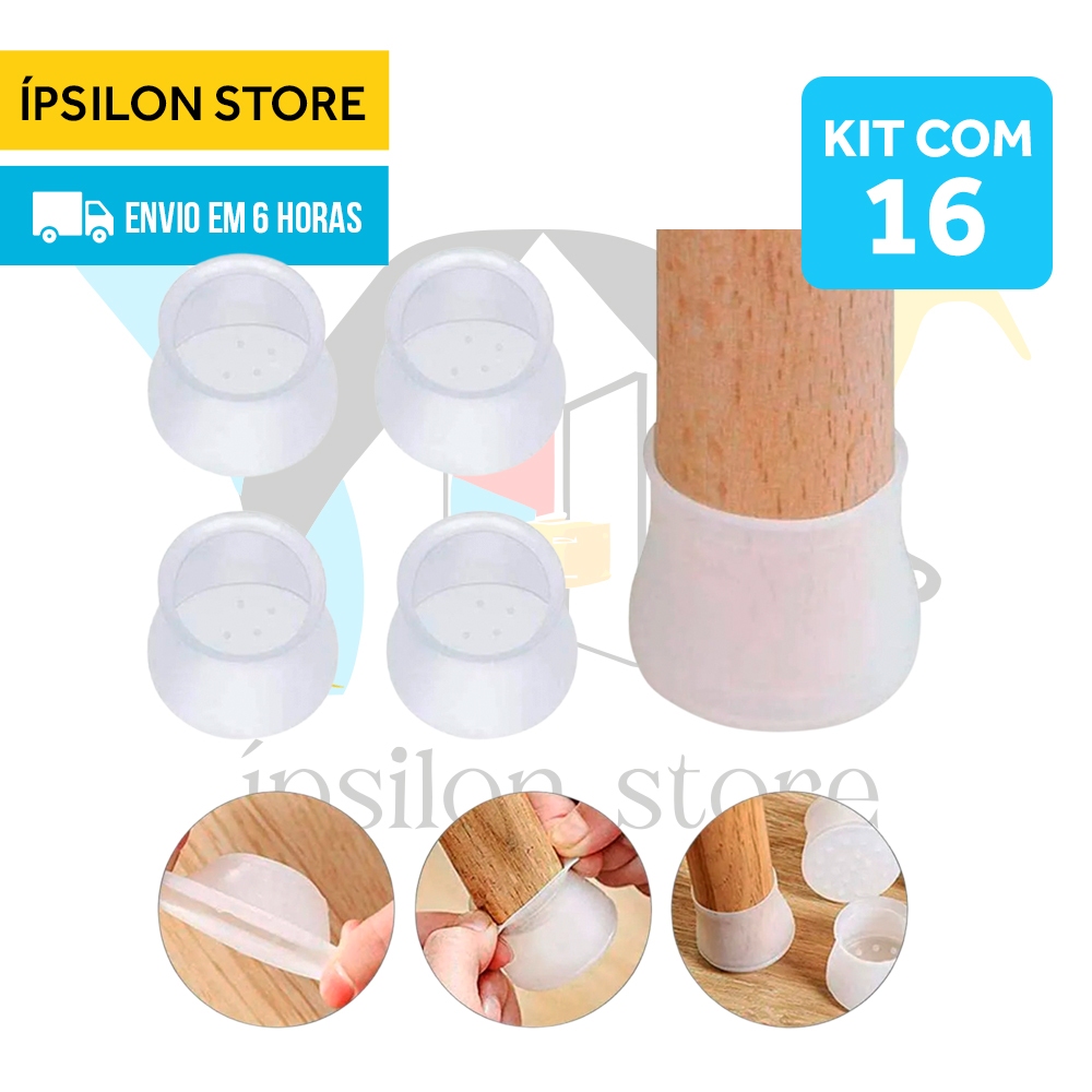 Kit Com 16 Protetores De Silicone Para Pés De Cadeiras E Mesas - Pezinhos Redondos, Antiderrapantes e Duráveis