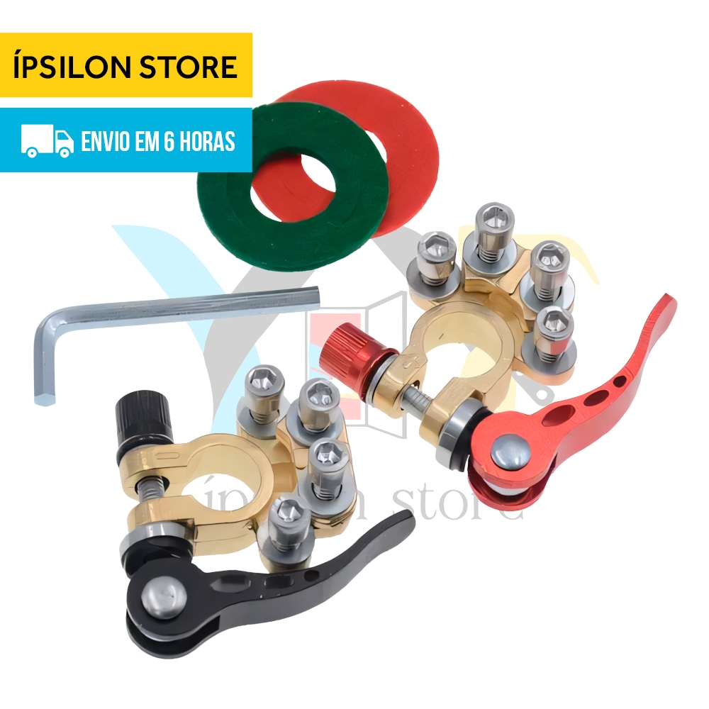 Kit Com 2 Conectores - 12v 24v Positivo & Negativo Automotivo Bateria Terminal Cabo Braçadeira de Liberação Rápida Carro Kit Com 2 Conectores - 12v 24v Positivo & Negativo Automotivo Bateria Terminal Cabo Braçadeira de Liberação Rápida Carro