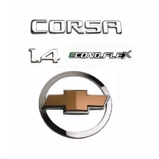Kit Emblemas Corsa 1.4 Econoflex + Gravata Chevrolet - Mala SEDAN em Oferta na Shopee