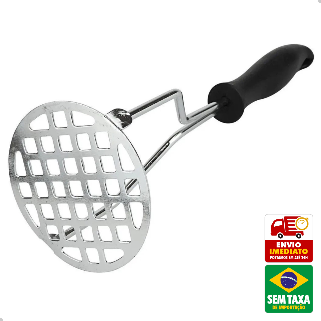 Amassador Espremedor Manual Multiuso Purê Batatas Legumes Aço Inox Cabo Plastico Cozinha W...