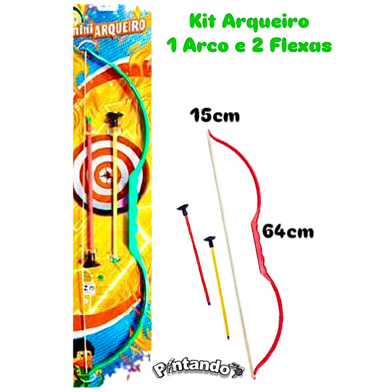Kit Arqueiro 1 Arco e 2 Flexas Brinquedo Infantil de Habilidade e Pontaria