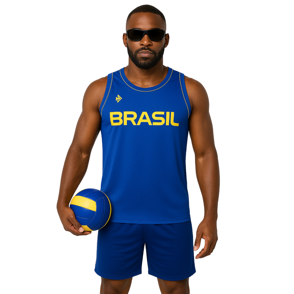 Regata Masculina Brasil Dry Fit Esportiva para Futevôlei, Treino, Academia e Praia em Oferta na Shopee