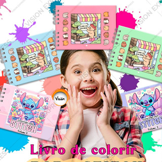 Livro de Colorir Bobbie e Stitch Capa Dura 55 Desenhos Caderno para Colorir com Canetinha ...