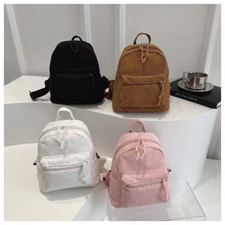 Mini Mochila Feminina Simples de Veludo Cotelê com Zíper(6259) em Oferta na Shopee