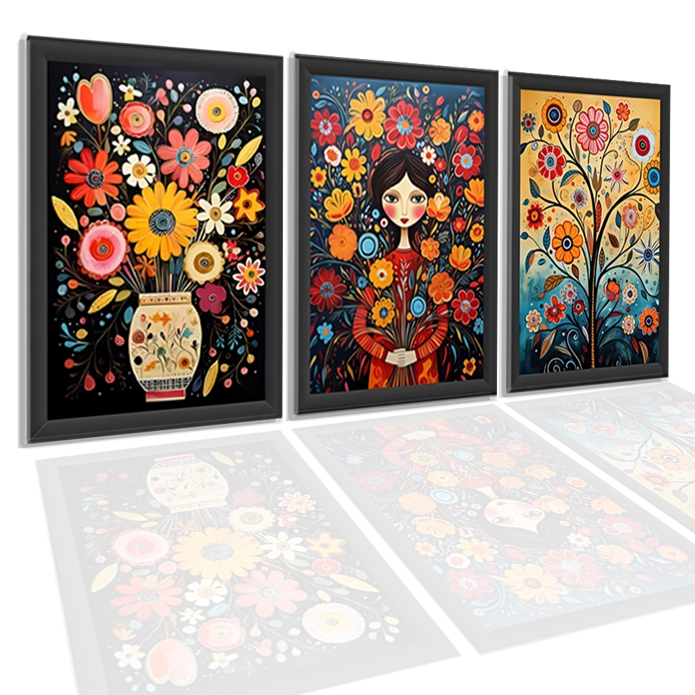 Quadro decorativos flores vasos coloridas mulher vintage de luxo artistico sala quarto cozinha e escritório decoração em Oferta na Shopee
