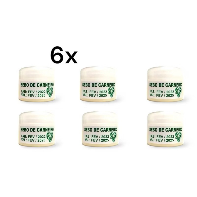 6x SEBO DE CARNEIRO PURO - 100% NATURAL - 50g em Oferta na Shopee