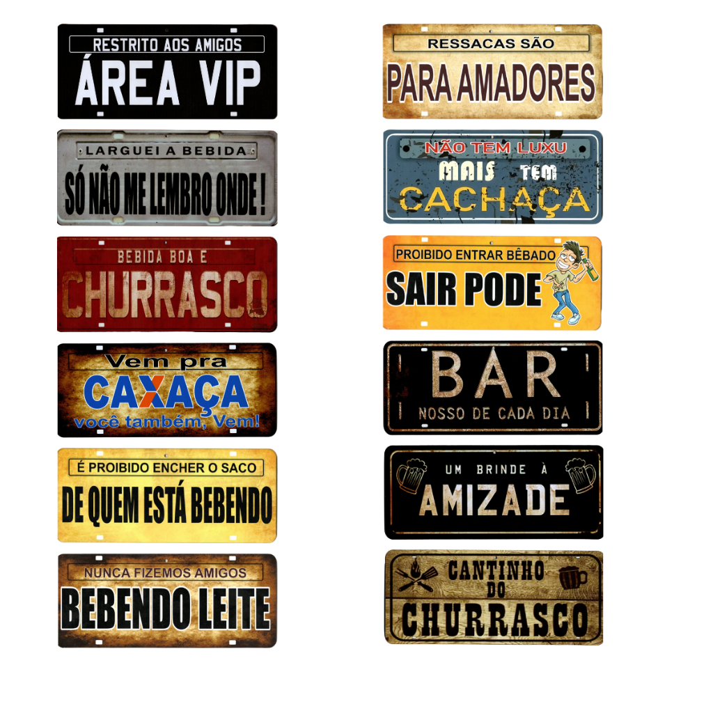 Kit 6 Placas Quadro Modelo Carro Decoração de Parede Cantinho do Churrasco Frases Bebidas em Oferta na Shopee
