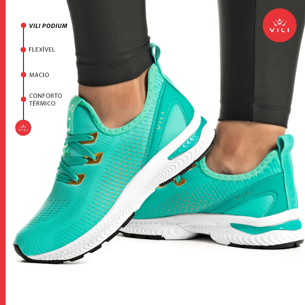 Tênis Feminino Vili Podium Esportivo Academia Verde Agua - Sports & Outdoors