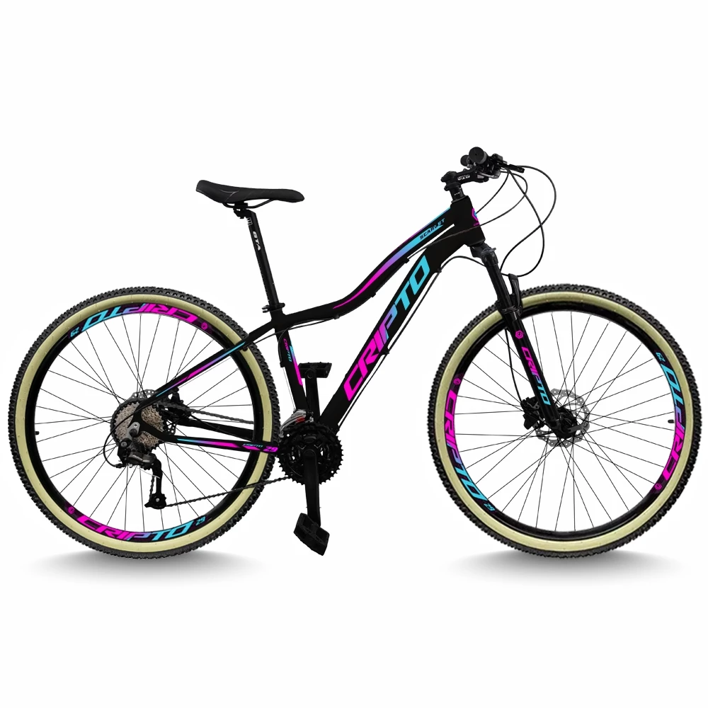 Bicicleta Aro 29 Cripto 24 Marchas Freio Disco Com Suspensão - Pneu Bege