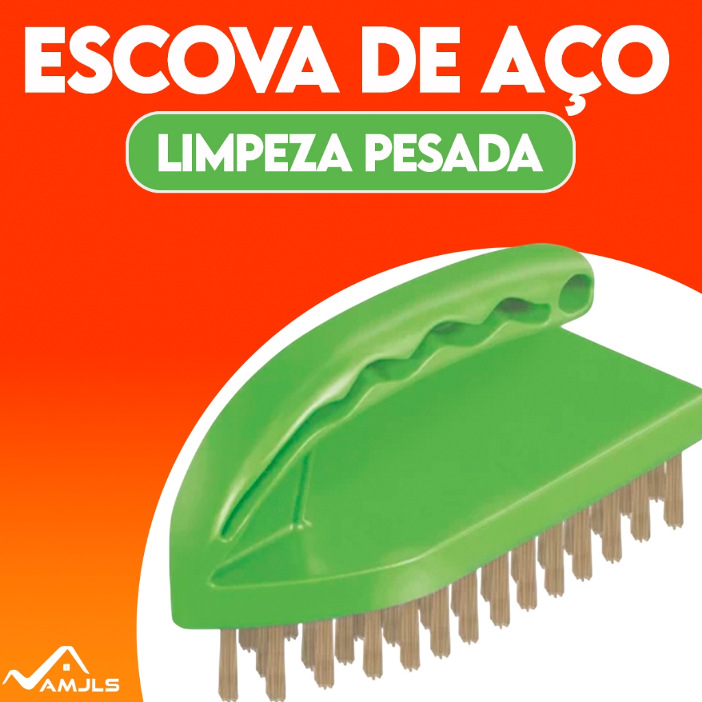 Escova De Aço Manual 6 Fileiras limpa grelha limpeza pesada