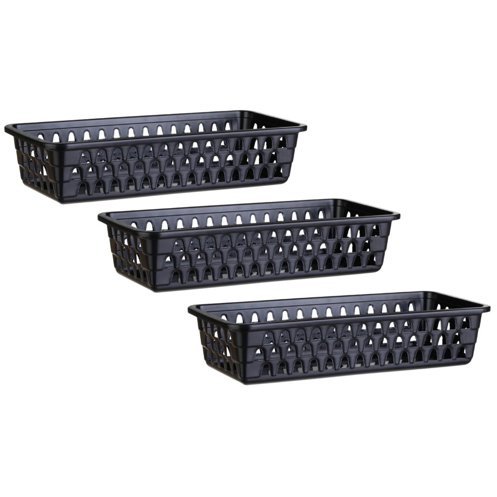 Kit 03 Cesto Organizador Multiuso Lavanderia Preto 28x12x6 em Oferta na Shopee