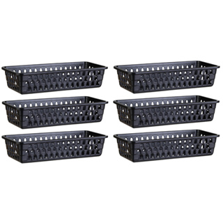 Kit 06 Cesto Organizador Multiuso Lavanderia Preto 28x12x6 em Oferta na Shopee