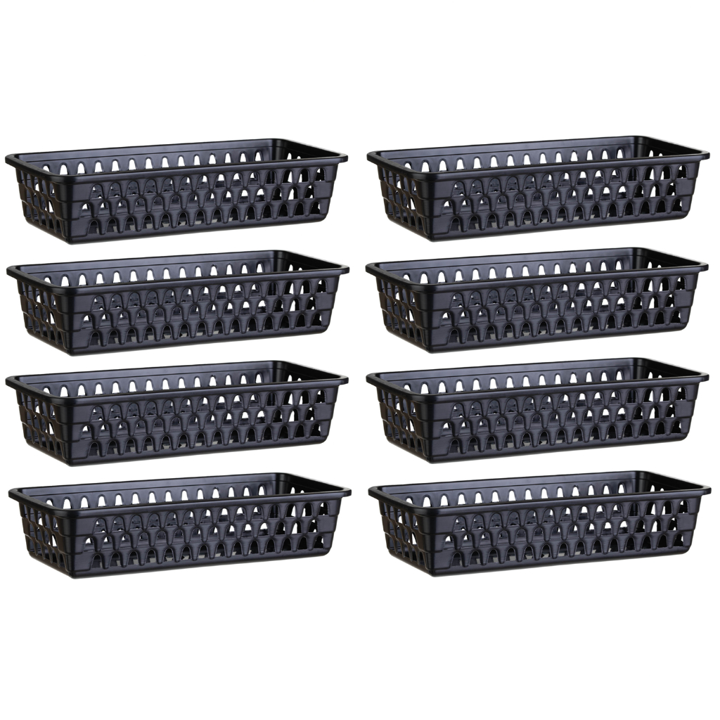 Kit 08 Cesto Organizador Multiuso Lavanderia Preto 28x12x6