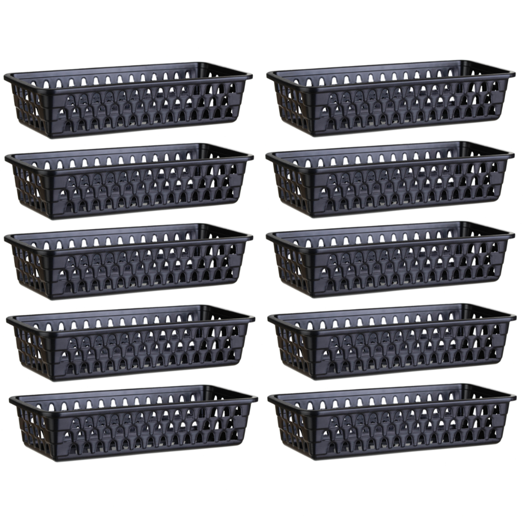 Kit 10 Cesto Organizador Multiuso Lavanderia Retangular Preto 28x12x6 em Oferta na Shopee