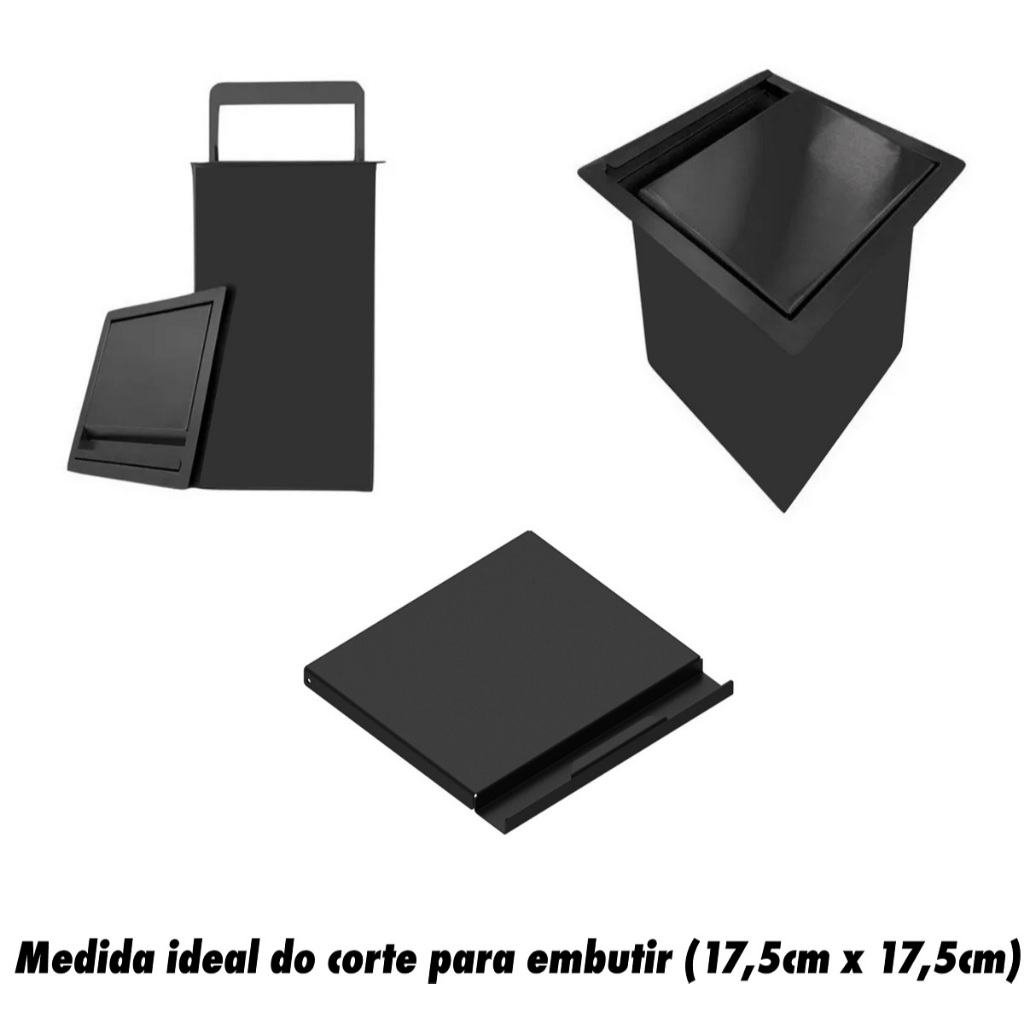 Kit Cozinha Gourmet Lixeira + Porta Bucha de Embutir Black