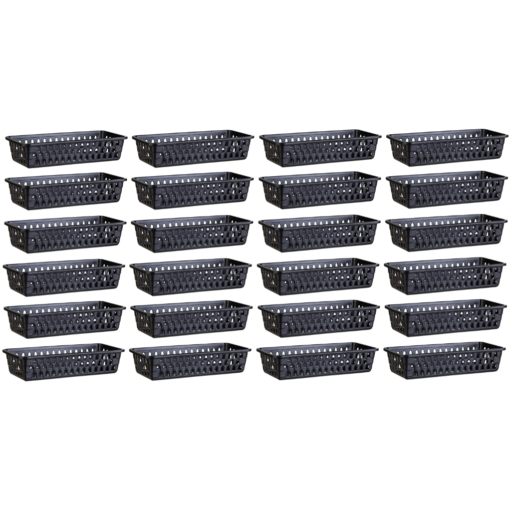 Kit 24 Cesto Organizador Multiuso Lavanderia Preto 28x12x6 em Oferta na Shopee