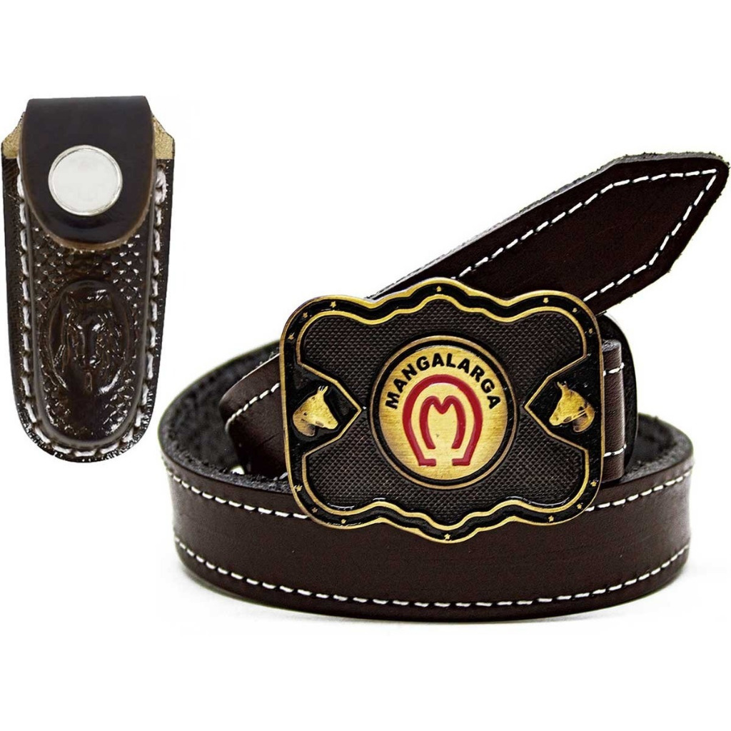 Kit Infantil Cinto De Couro Mangalarga + Bainha Canivete Criança