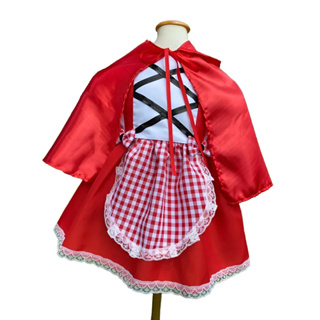 Roupa Fantasia Jardineira Chapeuzinho Vermelho com avental e capa em Oferta na Shopee