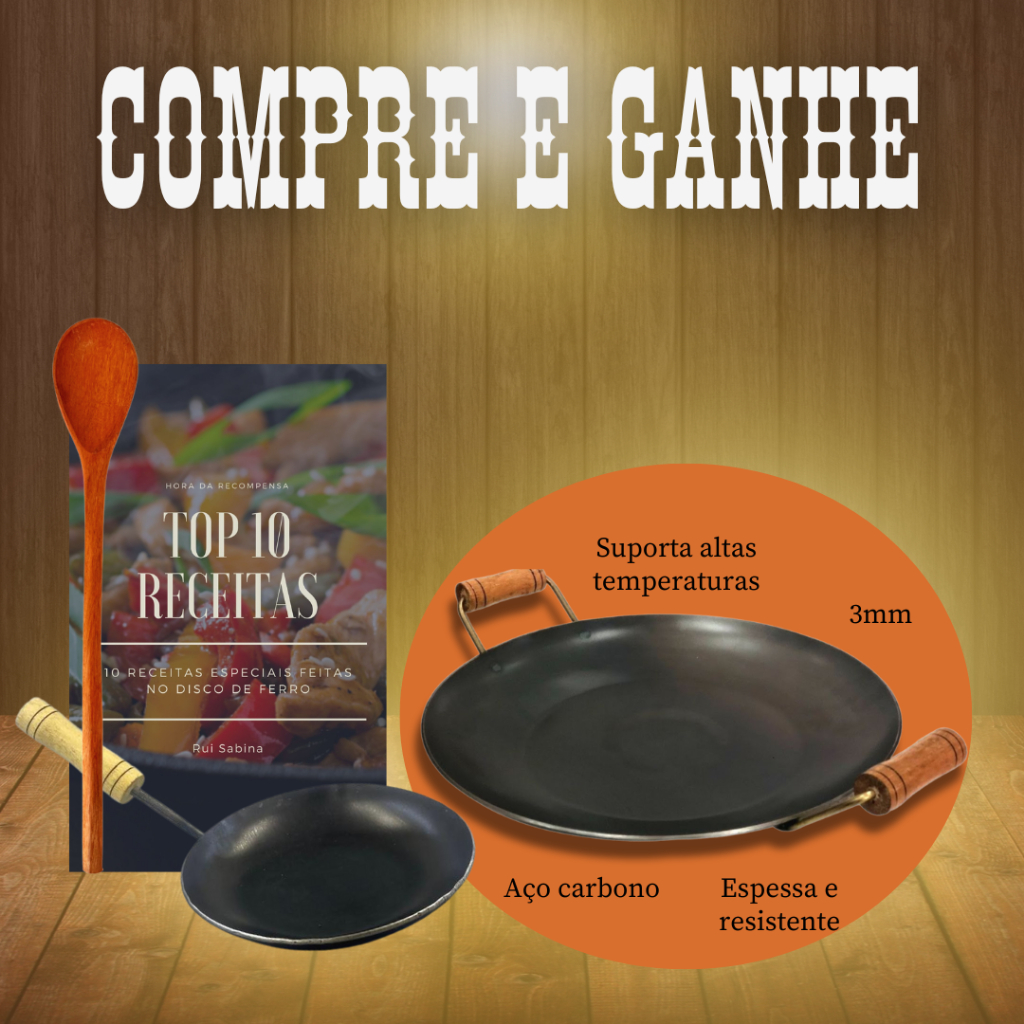 Disco de Arado 40 cm + Brindes ( Disco 16,0 cm+Livro de Receitas+Colher de Madeira)