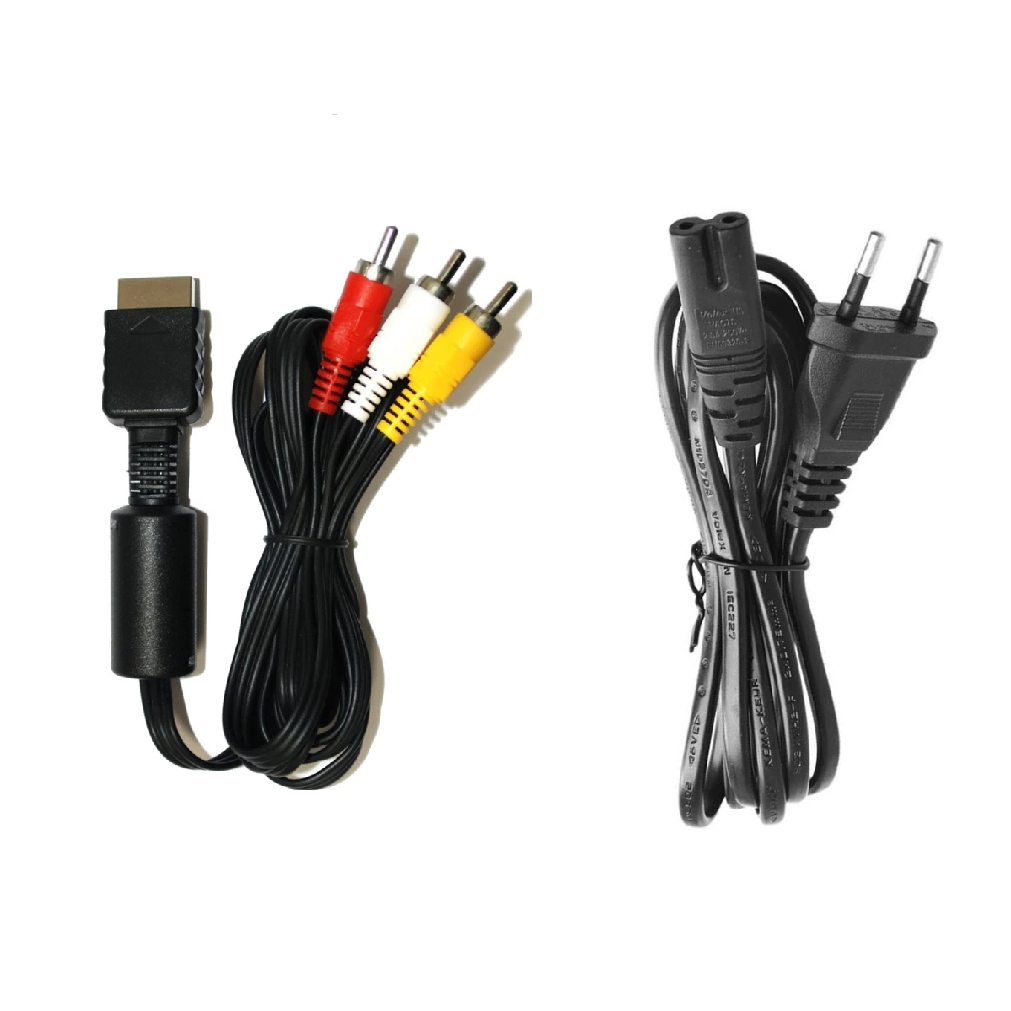 Cabo Av Audio E Video Rca + Cabo de Energia Para Playstation 1, Ps2 E Ps3