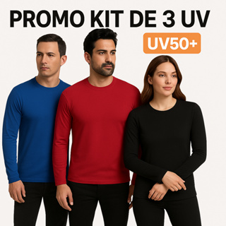 3 Camisetas Térmicas Manga Longa UV Secagem Rápida Proteção Solar em Oferta na Shopee