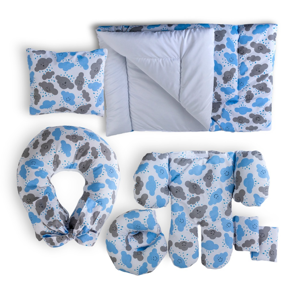 Kit Enxoval Bebê 4 Peças – Redutor Bebê Conforto, Almofada Amamentação, Edredom e Travesseiro