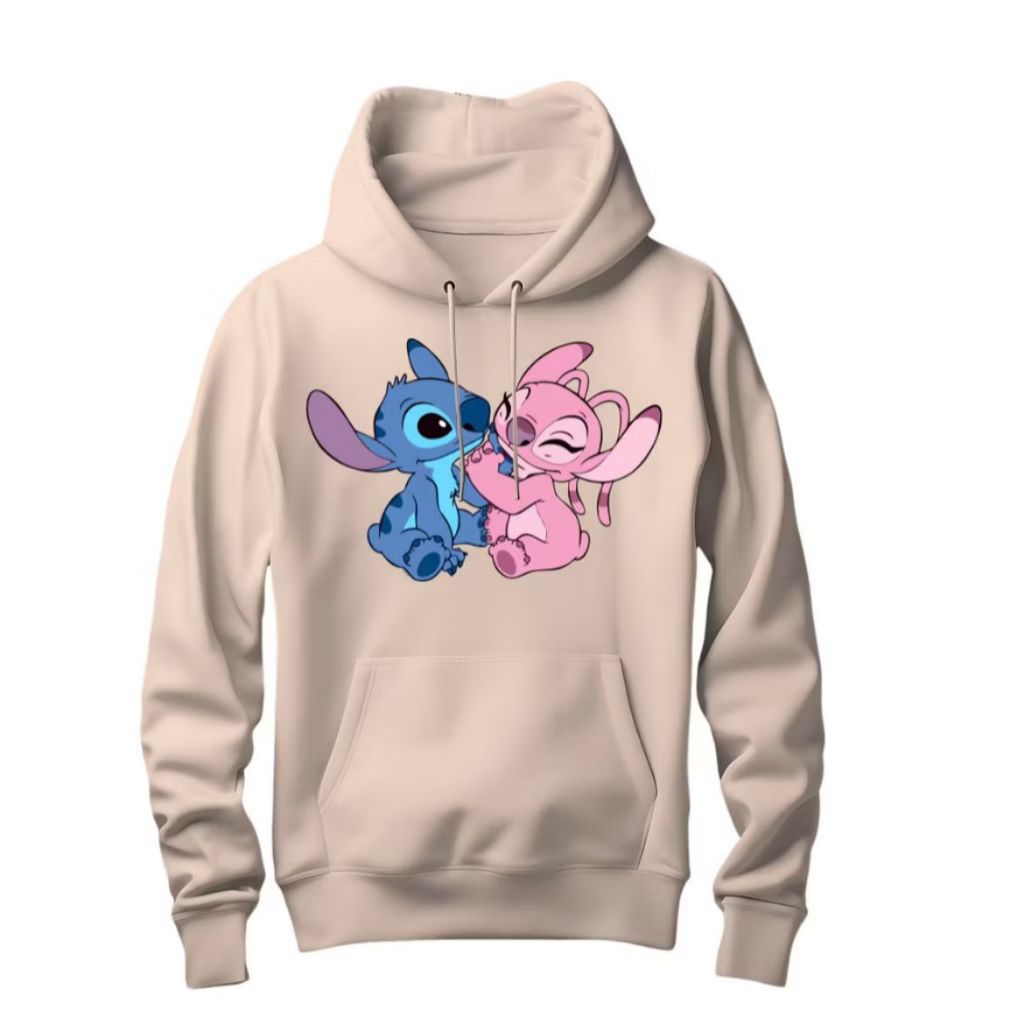 Moletom Feminino Stitch & Angel Canguru Com Capuz Blusa De Frio Casual Flanelada