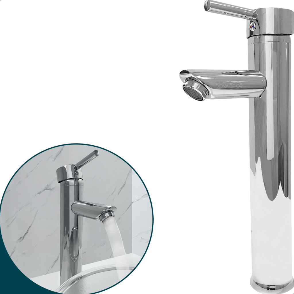 Torneira Bica Alta Pia Banheiro Inox 304 Cromado Monocomando Misturador Lavatorio Luxo Cuba Sobrepor