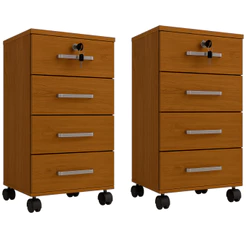Kit 2 Gaveteiro Organizador Mdp 4 Gavetas Chave Rodízio