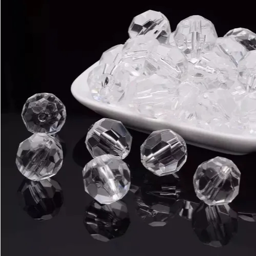 Missanga Bola Cristal Acrílico Transparente Sextavada 8mm 100gr 360un
