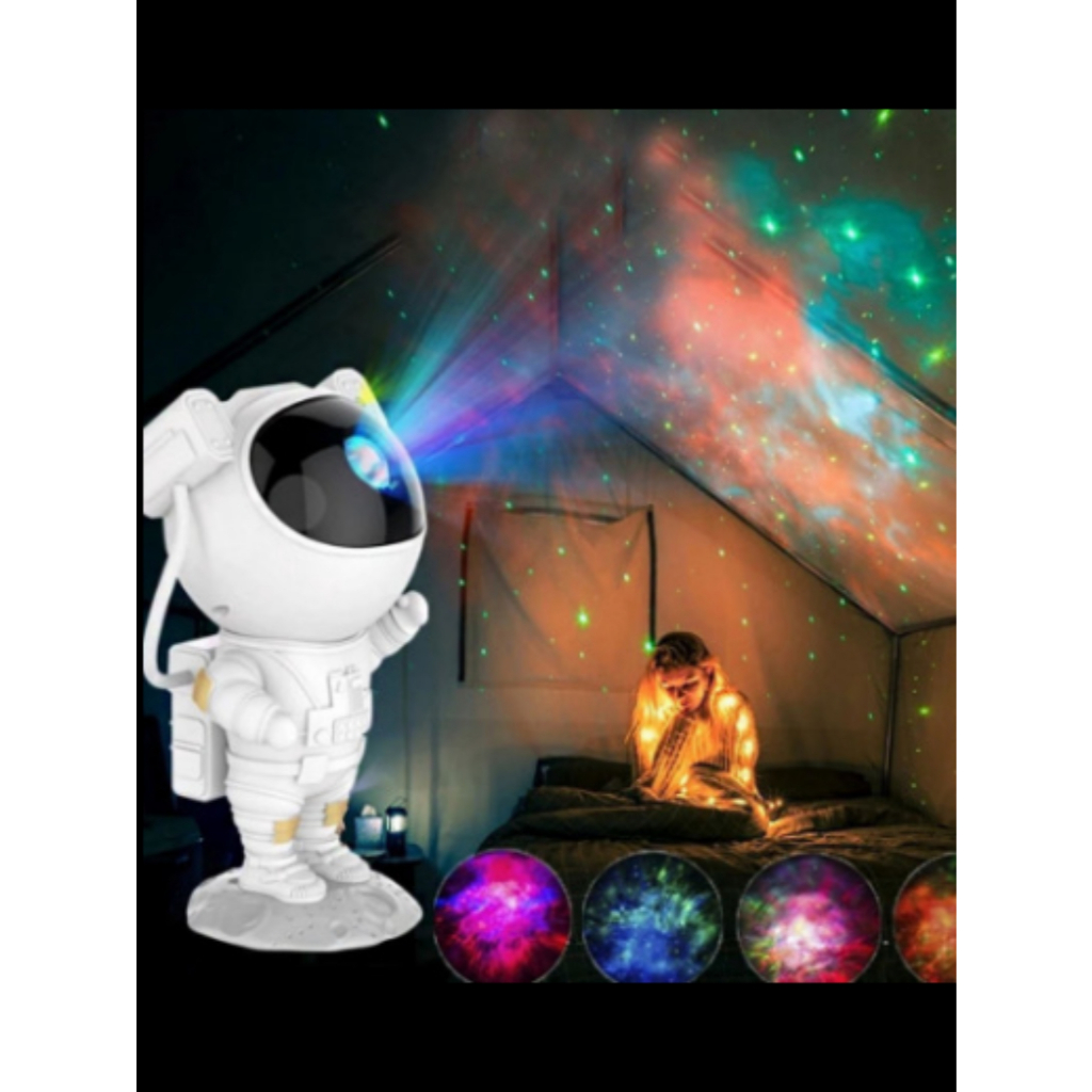 Imagem Projetor Luz Led Astronauta Galáxia Estrelas Nebulosa Iluminação Noturna Luminária Lâmpada Divertida Controle USB
