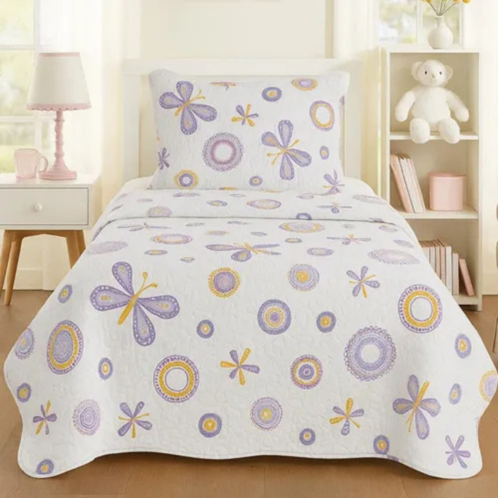 Kit Colcha Boutis Cobre Leito Solteiro Infantil Menina Menino Unissex 2 Peças Dupla Face em Oferta na Shopee