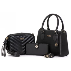 Kit Bolsa Media E Bolsa Pequena Feminina Com Carteira