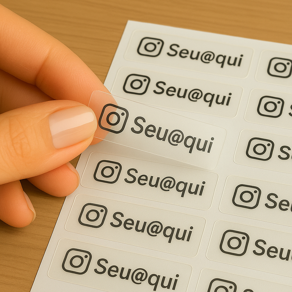 Adesivo Personalizado Transparente 5x1cm Rede Social A prova d'água 5cm Em Plástico vinil em Oferta na Shopee