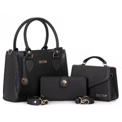 Kit Bolsa Feminina Media E Pequena Transversal Com Carteira