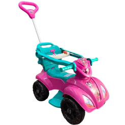 Quadriciclo Rosa 1 a 3 anos até 30Kg Dog Menina Carro Passeio - Reforçado e com Ajustes P/ Criança Até 1mt