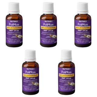 Kit 5 Melatonina Polimais Fast Gotas 30 ml Sabor Camomila 0,21mg em Oferta na Shopee