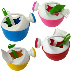 Mini regador + pazinha e rastelo colorido e resistente - Brinquedo de jardinagem / Praia / Ar livre
