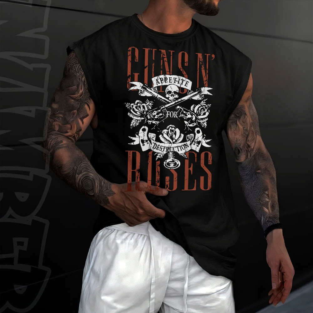 Camiseta regata machao oversized masculino banda de guns n' roses em algodao unissex Longline em Oferta na Shopee