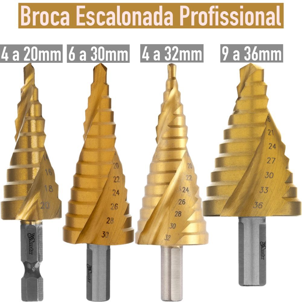Broca Escalonada Profissional Revestimento Titanio - Escolha a Opção MTX em Oferta na Shopee