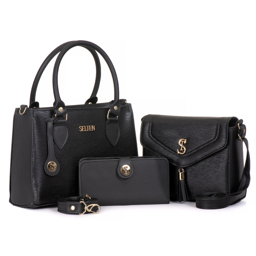 Kit Bolsas Feminina Media E Bolsa Pequena Com Carteira