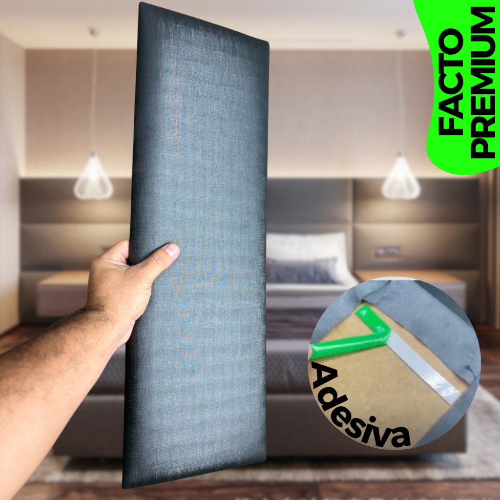 Kit Cabeceira de Cama Estofada Modulada Facto 60x20cm Adesiva Módulos Confortável em Oferta na Shopee