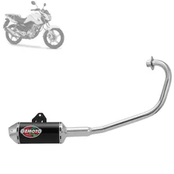 Escapamento Escape Moto Esportivo Gemoto Racing 3 Trioval Cg Fan Cargo Start 160 2016 2017 Ponteira