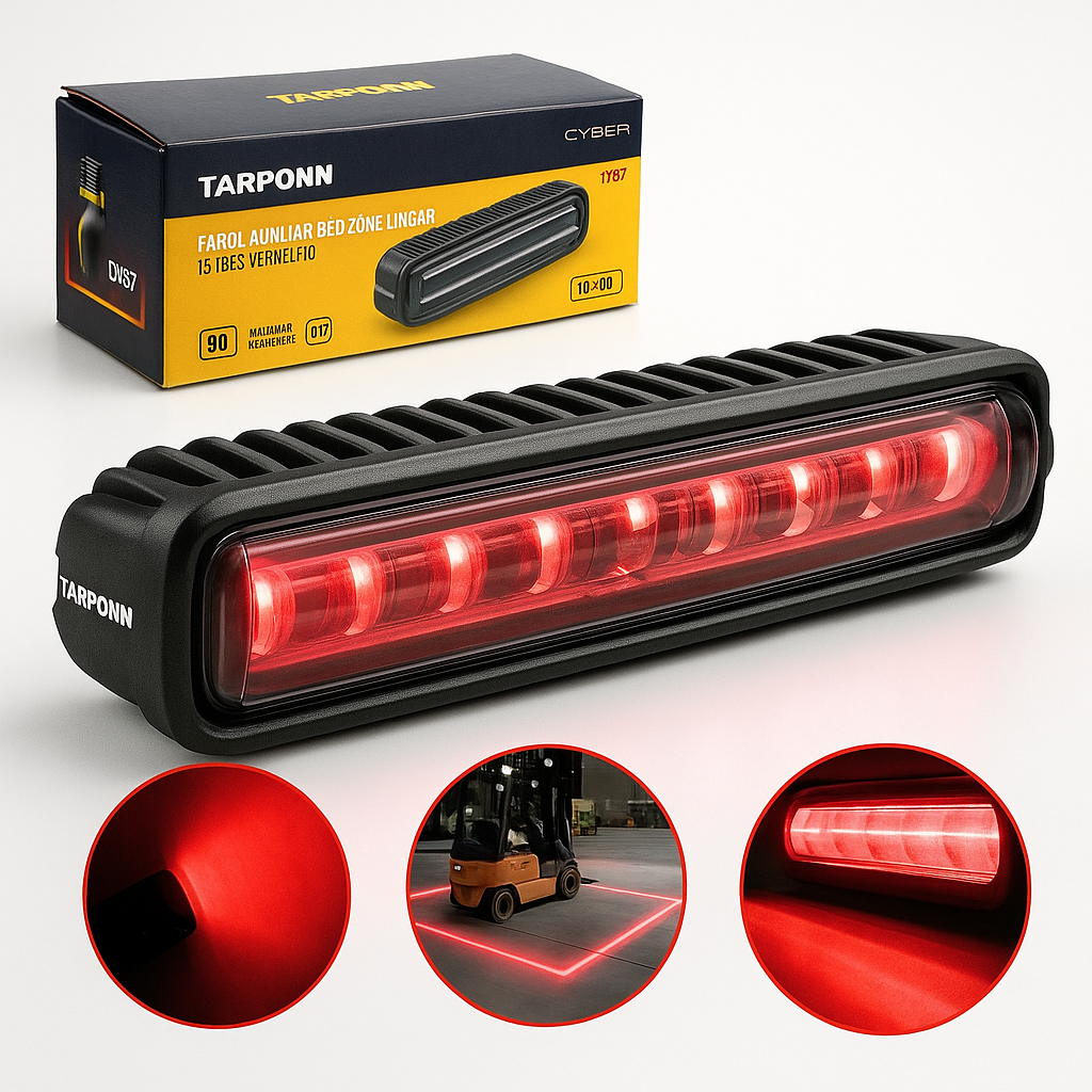 Farol de Barra Linear Red Zone LED Vermelho de Segurança para Empilhadeira NR11