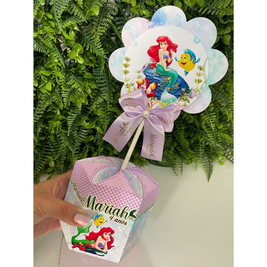 Kit de Centro de mesa Sereia Ariel | Arranjo de mesa | Enfeite | Cachepô | Lembrancinha Personalizado
