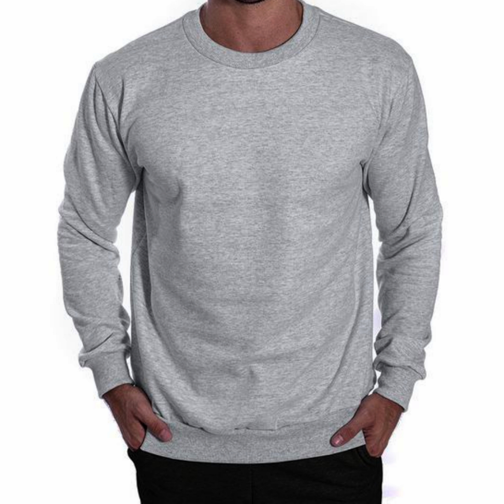 Blusa de Frio Moletom Careca Liso Gola Redonda Flanelado Adulto Unisex Feminino Masculino